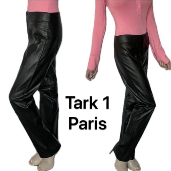 Vintage Tark 1 Paris black pleather PEGGY Pant - Picture 1 of 17